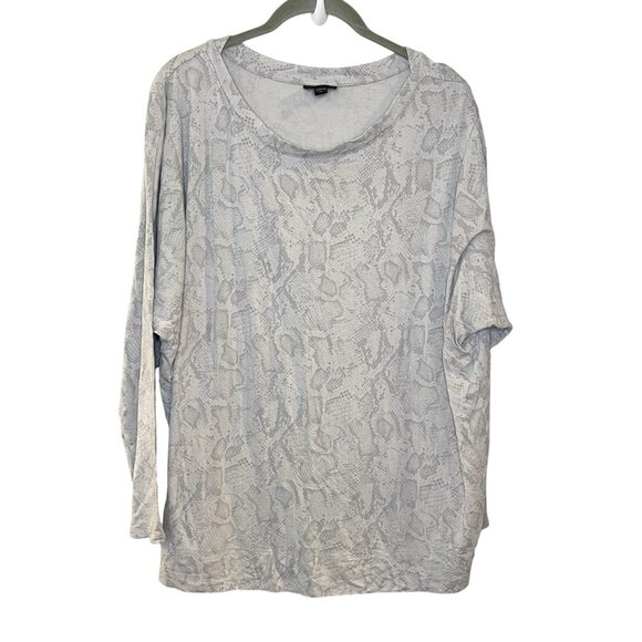 J Jill Wearever Shirt XL Large Gray Snake Print Stretch Comfort Casual Boxy - Picture 1 of 5